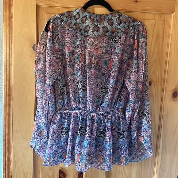 BoHo multicolor chiffon split Sleeve blouse Medium - Picture 2 of 2